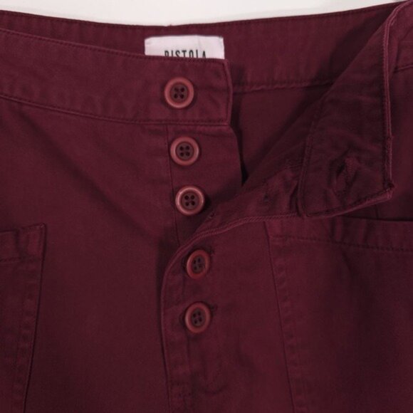 Pistola‎ X Revolve Tammy High Rise Trouser Merlot Burgundy Exposed Button Fly 30 - Picture 11 of 16